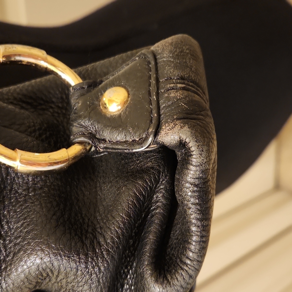 Michael Michael Kors, Black & Gold Satchel Purse - Picture 9 of 16